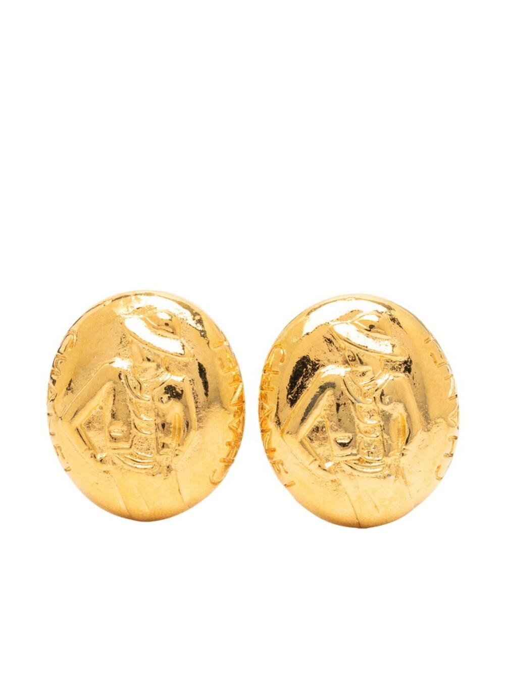 Chanel Earrings Logo Gold-Tone Metal #346789C50B